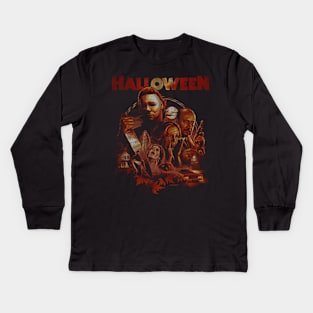 Retro Halloween Movie Kids Long Sleeve T-Shirt